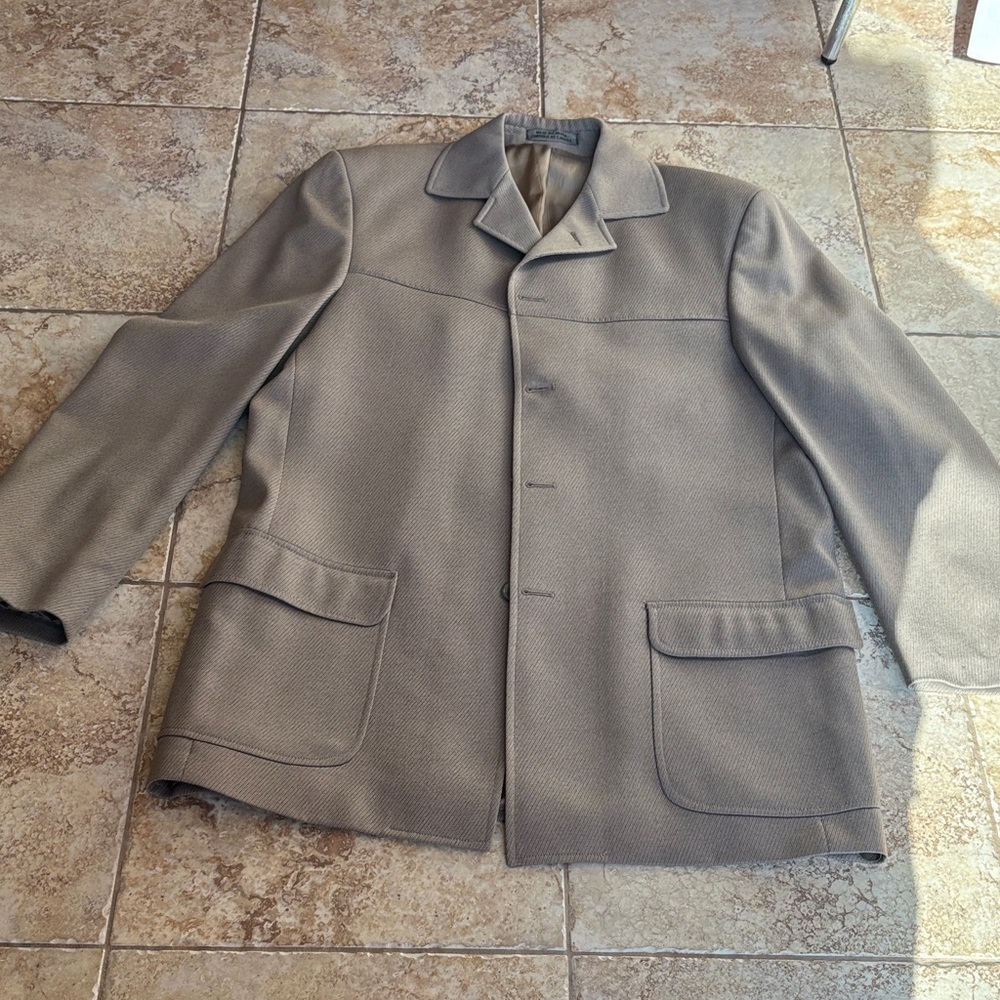 Men's Beige Wool Jacket Large